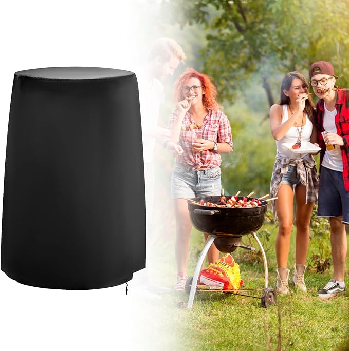 QWORK Round Smoker Cover 30 Inch - Heavy Duty Waterproof BBQ Grill Cover, Outdoor Vertical Dome & Bullet Smoker Cover - Universal Fits Griller