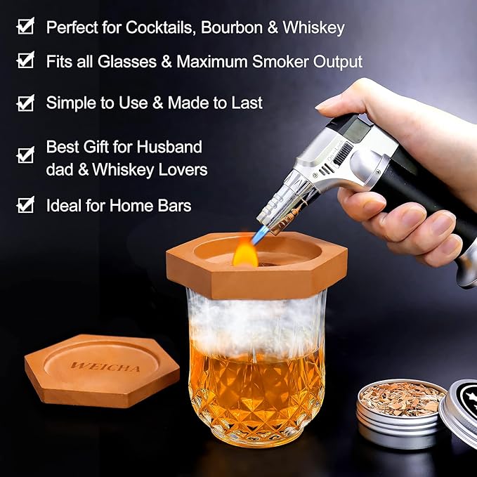 Bourbon Whiskey Gifts for Men Dad - Cocktail Smoker Kit with Torch, Birthday Anniversary Unique Gifts for Father Boyfriend Husband Grandpa, Smoked Bourbon Kit, Mens Gifts Ideas