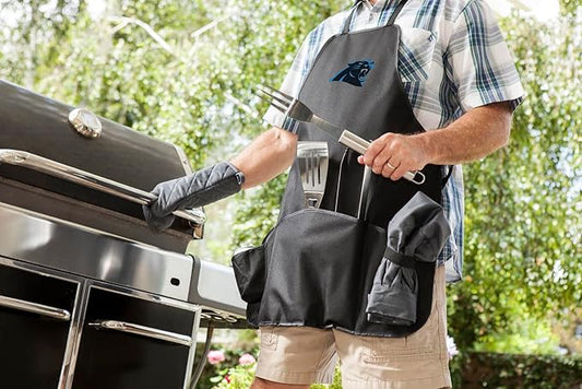 Picnic TIME BBQ Apron Tote Pro Grill Set, (Black with Gray Accents)