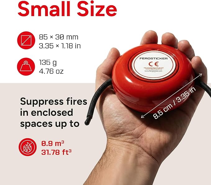 Small Automatic Fire Extinguisher - Compact, Non-Toxic & Maintenance-Free Fire Protection for Ships, Large Electric Panels, Tractors, Harvesters, Industrial Machinery (1 Pack)