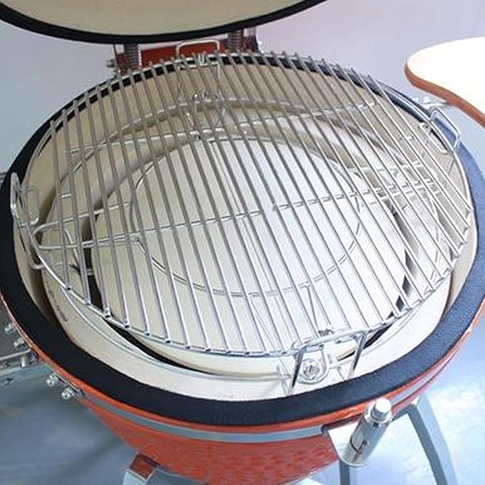 Multi-Level Cooking Grates with Ceramic Heat Deflectors System Kit for Large Big Green Egg, BGE Kamado Joe Classic, Coyote The Asado Cooker, Pit Boss,Char-Griller Akorn Charcoal Grill