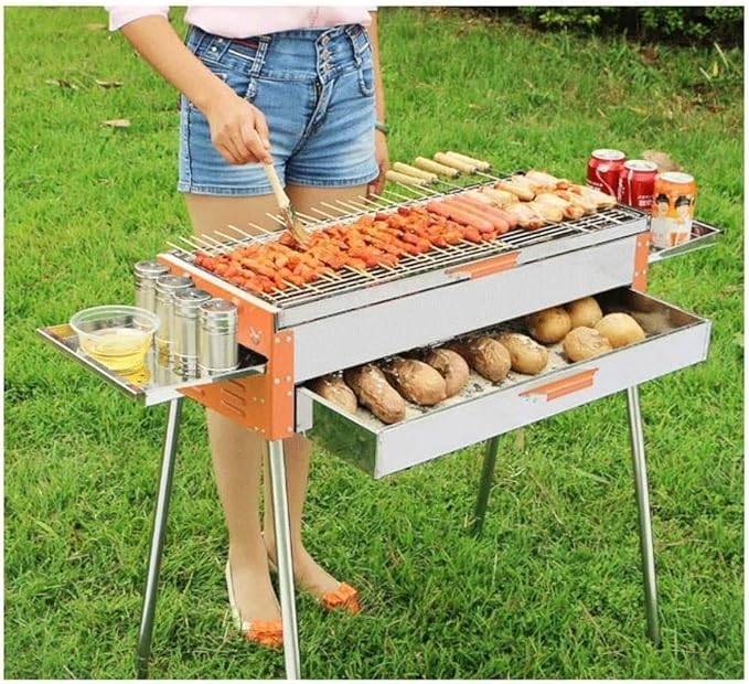 Foldable and Portable Portable Barbecue Grill Stainless Steel Charcoal Folding Tabletop Outdoor Heat Resistant