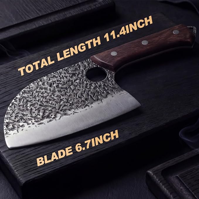 Viking Knife, Butcher Knife Set Hand Forged Boning Knives, Japanese Serbian Chef knives Kitchen Chopping for Meat Cutting Chefs Cleaver Camping Cooking, BBQ, Gifts for Men