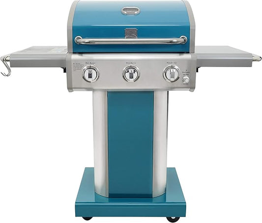 Kenmore 3-Burner Outdoor BBQ Grill | Liquid Propane Barbecue Gas Grill Bundle with Grill Cover