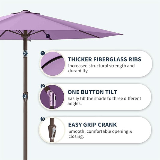 PatioKingdom 11FT Patio Umbrella,Outdoor Umbrella with Push Button Tilt and Crank,Market Table Umbrella with 8 Sturdy Fiberglass Ribs UV Protection