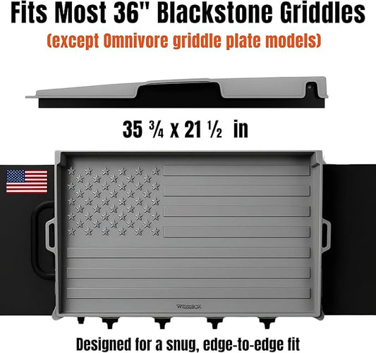 36 Inch Silicone Griddle Mat Cover for Blackstone, Heavy Duty Flat Top Grill Protector, Embossed American Flag, Weather Resistant, Not For Omnivore Models, Gray by WEISSBOX