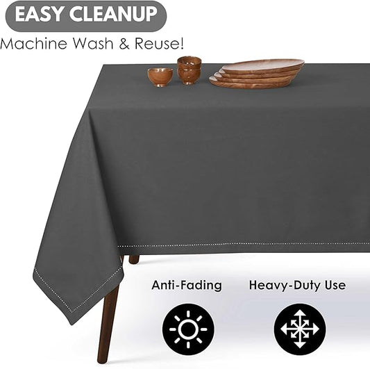 Tablecloth 52"x70" Farmhouse Table Cover 100% Cotton Decorative Washable Rectangle Table Cloths for Gifts, Kitchen, Dining, BBQ, Buffet & Camping - Grey