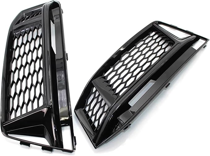Fog Lamps Cover Front Fog Light Grill S4 A4 B9 SLine for Gloss Black Honeycomb Style