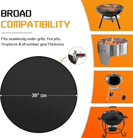 RICHIE 38" Round Fire Pit Mat, Double-Sided Fireproof Under Grill Mat, Deck Patio Protector Pad for Solo Stove Bonfire & Outdoor Fireplace