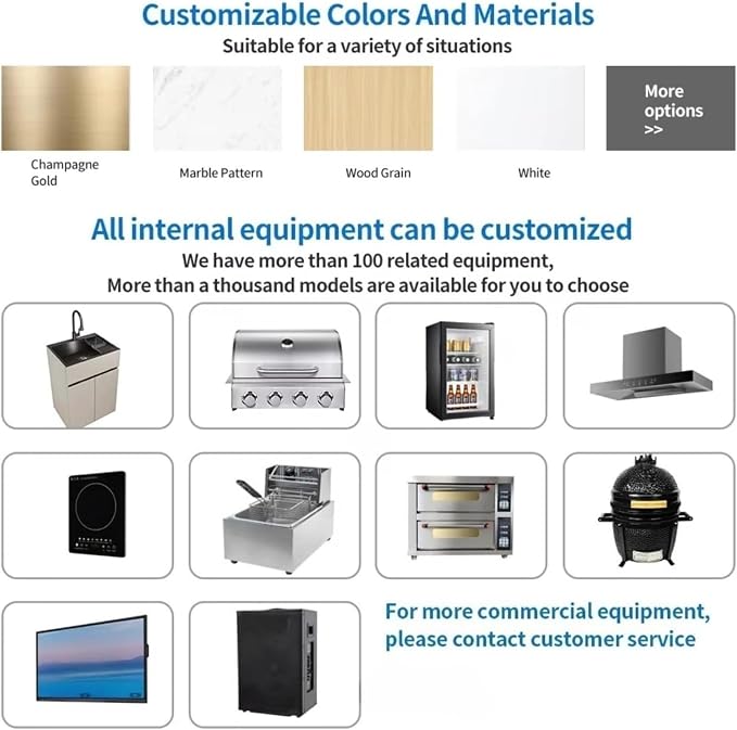 Custom Modular Outdoor Cooking Station with Built-in Grill, Sink, Countertop and Storage Cabinet, Outdoor Kitchen Islands and Cabinetry for Backyard, Patio, BBQ and Poolside Parties