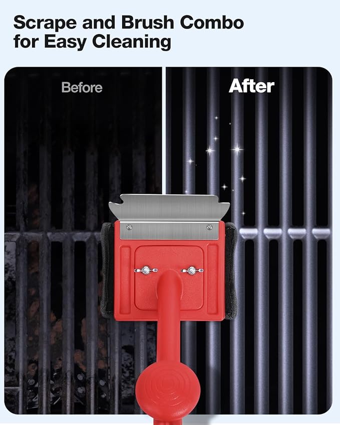 Grill Brush, Bristle Free, Safe Wire Bristles Steam Cleaning Brush, Cleaning Kit for Outdoor Grill, BBQ Cleaner Accessories, 2 Replacement Heads(Bristle Free & Wire Bristles)