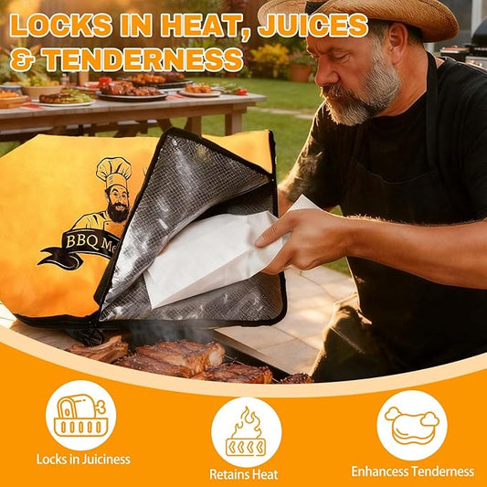 BBQ Blanket for Resting Meat - Insulated Smoked Meat Resting Bag for Brisket & Pork, Reusable BBQ Accessory, Great Gift for Men, Dad, Husband for Father’s Day, Birthday, Christmas