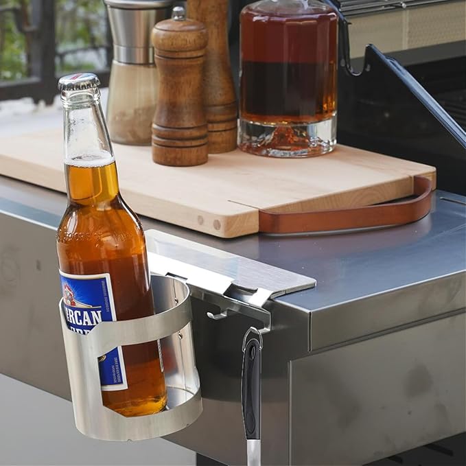 onlyfire Magnetic Bottle Holder 3-in-1 Tool Organizer with Grill Hooks, Bottle Openers for Hanging BBQ Grill Utensils Barbecue Accessories for Most Gas Grills