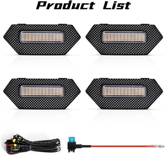Grille Lights for Tacoma Trailhunter/TRD Pro 2024-2025, 4Pcs Clear Shell Amber LED Front Grill Light with Wire Harness and Fuse