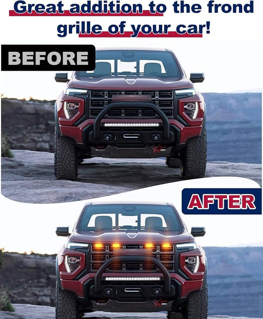Front LED Grill Lights for Chevrolet Colorado GMC Canyon 2023-2026, Yellow | Colorado Canyon Raptor Lights, Upgrade front-end Style, Brightness amber LEDs with waterproof ABS, Easy no-drill 3M install