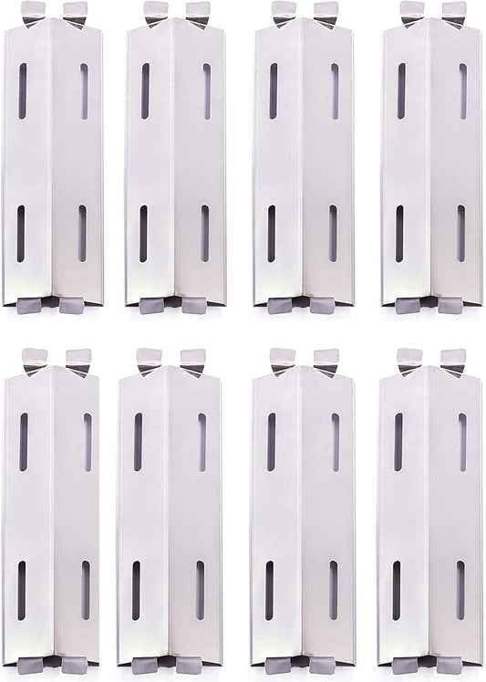 Replace parts 8 Pack Stainless Steel Heat Plates and Stainless Steel Grill Burners Replacement for Bakers and Chefs GR2039201-BC-00, GD430, ST1017-012939, Grill Chef, Members Mark Gas Grill Models