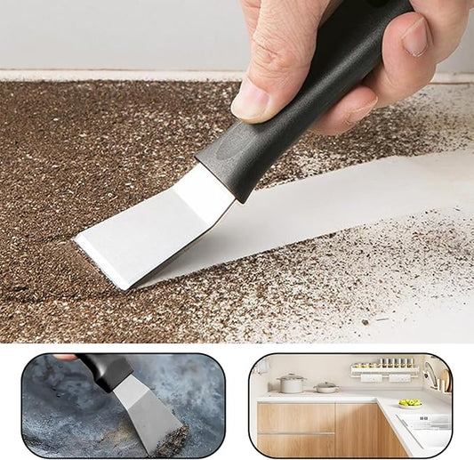 2Pack Metal Small Scraper Stainless Steel Cleaning Scraper Griddle Tool Oven Scrapers Tool Grill Induction Hob Stoves Scrapers Stiff Grill Pan Spatula for Kitchen Cleaning Wallpaper Outdoor BBQ