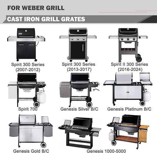 7638 Spirit Grill Grates Replacement for Weber Spirit II E-310 E-330 GS4 Grill Parts Weber Spirit E310 Grill Grate 300 Series 65906 Cooking Grids Weber Genesis Silver B C 1000 5000 Gold B C Part 17.5”