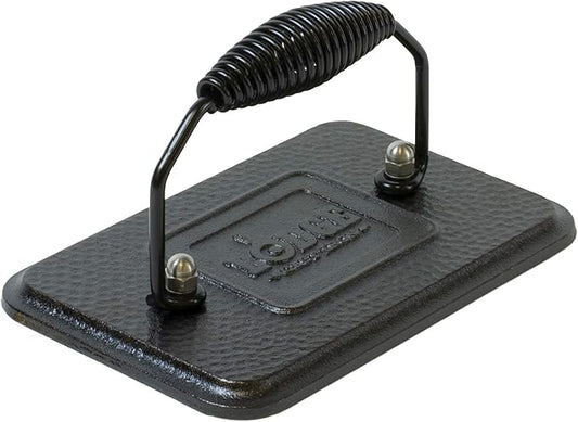 Lodge Pre-Seasoned Cast Iron Grill Press with Cool-Grip Spiral Handle, 4.5 inch X 6.75 inch, Black
