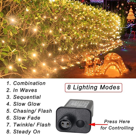 Pooqla Warm White Net Lights, 21x 5ft Christmas Lights Outdoor Green Wire | 360 LED Large Net Mesh Lights Plug in, 8 Modes Waterproof Connectable Bushes Lights for Christmas Hedge Yard Decor