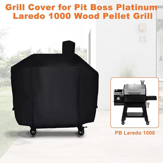 Grill Cover for Pit Boss Platinum Laredo 1000 Wood Pellet Smoker Grill, 600D Heavy Duty Waterpoorf UV Outdoor Fade Resistant BBQ Grill Cover for Pit Boss, Outdorr BBQ Accessory