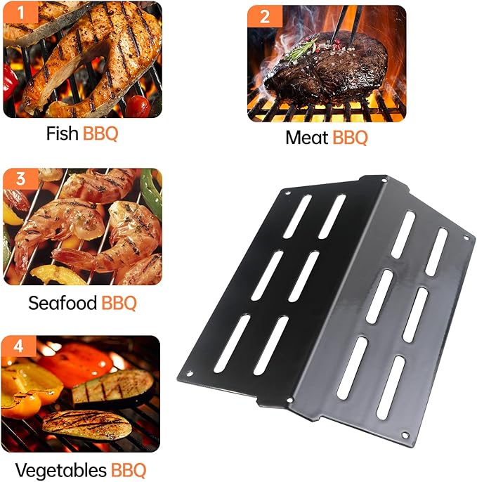 17.5 inch Porcelain Flavorizer Bars Grill Replacement Parts for Weber Genesis 300 Series E310 E320 E330 S310 S320 S330 EP/CEP 310 EP/CEP 320 EP/CEP 330 with Front Control Knob Heating Plate