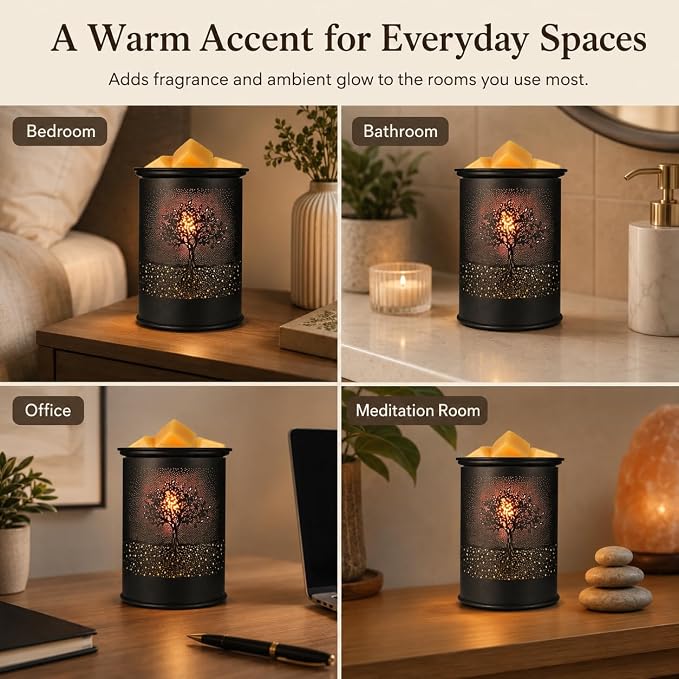 Metal Wax Melt Warmer Tree Candle Wax Warmer for Scented Wax Melter | Electric Wax Melts Wax Cubes Black Candle Lamp for Home Office Decor,Wax Burner as Gifts for Mom Grandma Women Girls