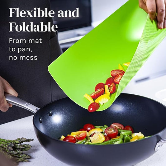 Extra Thick Flexible Cutting Board Mats Set of 6 for Kitchen, BPA Free Plastic Cutting Boards, Non-Slip Waffle Back, Dishwasher Safe, Color Coded with Food Icons, 15x12 Inch - Cooler Kitchen