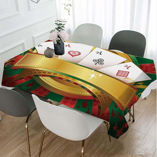 TKS MITLAN Poker Tablecloth 60x84 Inch Rectangular Gambling Playing Cards Game Casino Print Oblong Table Cloth Kitchen Table Decorations for Home Dinner Party