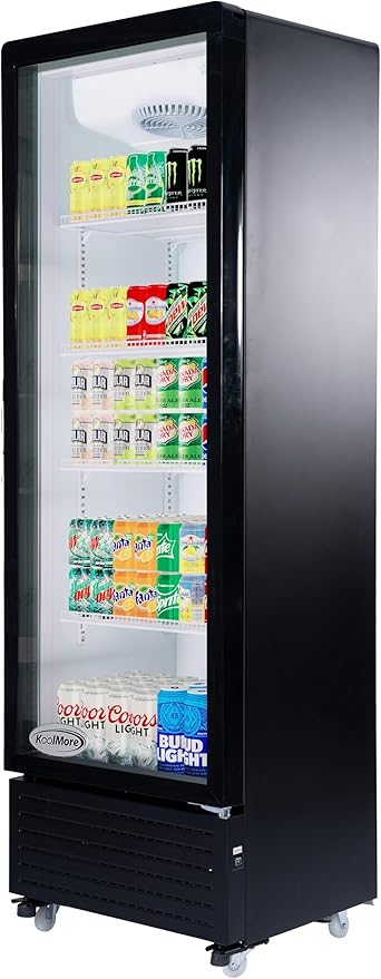 KoolMore 23 in. One Glass Door Commercial Display Merchandiser Refrigerator Cooler in Black, ETL Listed, 10 cu. ft. (KM-MDR-1GD-10C)