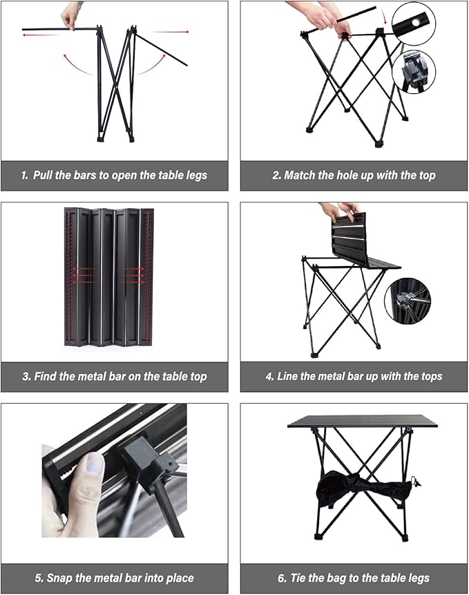 MSSOHKAN Camping Table Folding Portable Camp Side Table Aluminum Lightweight Carry Bag Beach Outdoor Hiking Picnics BBQ Cooking Dining Kitchen