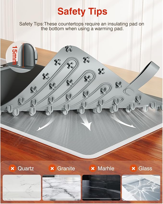 Warming Mat for Food (24"x16") - iTRUSOU 7-Level Electric Warming Tray with 400W High-Power, Timer 0–99H & Built-In Strap - Rollable Large Food Warming Mat for Parties & Buffet