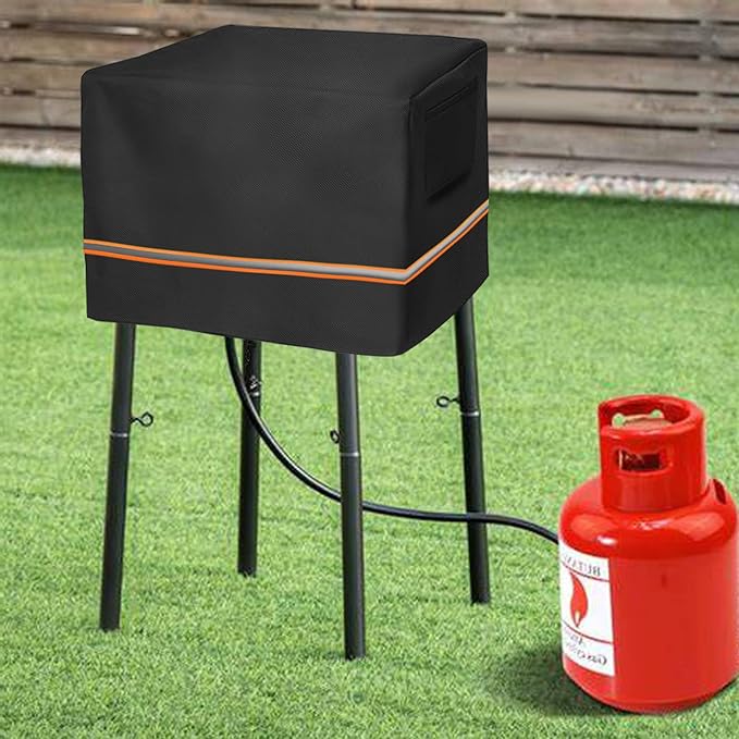 Outdoor Single Burner Stove Cover Fit for Flame King Heavy Duty 200K BTU, for GASONE, 600D Heavy Duty Water Resistant Cover,for All Single Propane Burner- 17.5" L x 17.5" W x 11" H,Black
