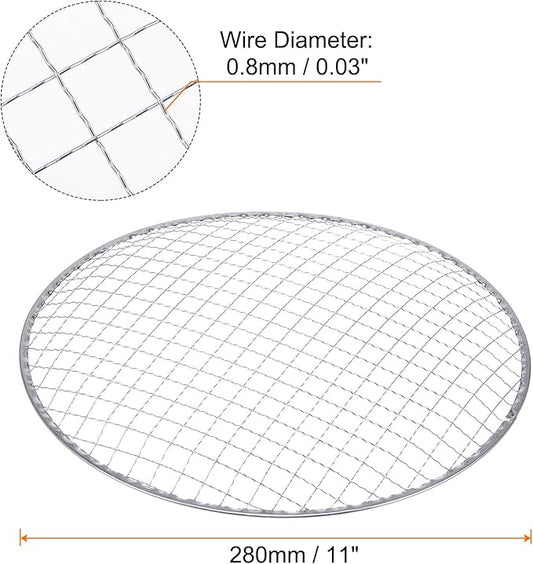 HARFINGTON 10pcs Round BBQ Grill Net 11"x0.9" Galvanized Iron Barbecue Mesh Mat for Baking Smoking Charcoal Grilling Roasting