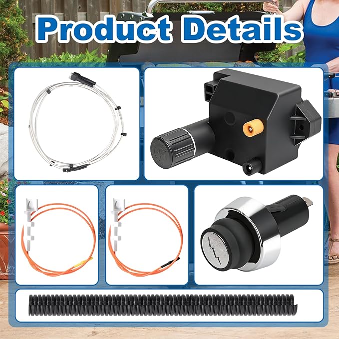 SafBbcue 66353 Grill Igniter Kit, 2-Outlet BBQ Push Button Ignition Replacement for Weber Genesis II 210 E-210 S-210 Gas Grills (2017 & Newer)