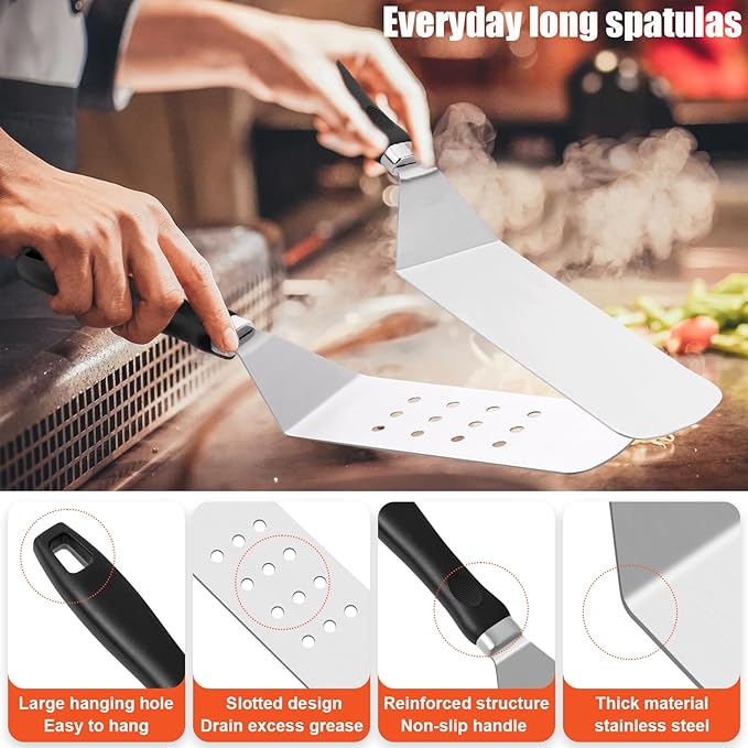 RINPIR 42pcs Griddle Accessories Kit for Blackstone, Flat Top Grill Spatula Set with Enlarged Spatulas, Melting Dome and Burger Press, Professional Hibachi Tools Gifts for Outdoor BBQ Teppanyaki