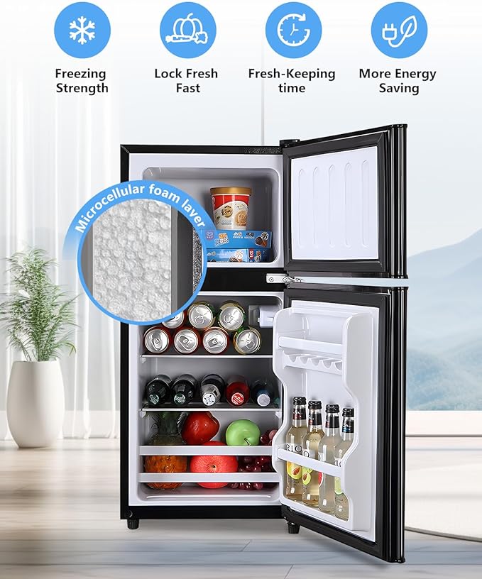 EUASOO FLS-80-BLACK Refrigeration, Black