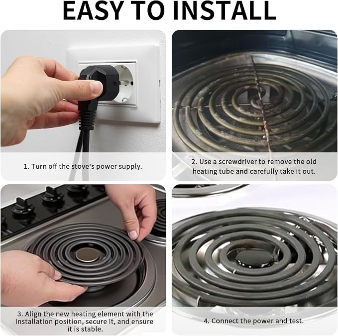 MP21YA 8" Stove Burner Element Fits Whirlpool Maytag Kenmore | MP21YA 8 inch stove burner 240V 2100W five-turn coil fits Whirlpool Maytag Kenmore quick three step DIY install