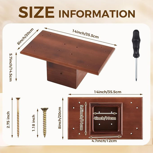 Threehoney Outdoor Little Library Mount 14x8x5.91 Inch Stable Wood Storage Box Bracket Holder Suitable for 4x4 Post with Mounting Accessories for Community Cabinet Lending Library Box(Brown)