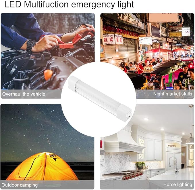 Portable LED Rechargeable Camping Light, Emergency Lamp with Stepless Dimming, Strong Magnetic Base for Indoor Outdoor Hiking BBQ, Includes Lanyard and USB Cable