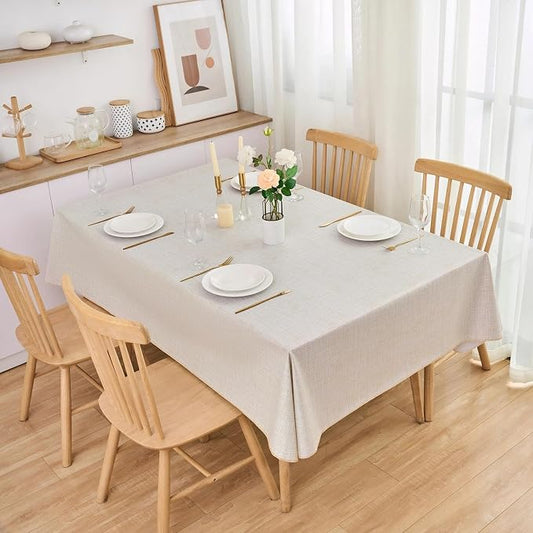 LIBERECOO Heavy Duty Vinyl Tablecloth with Flannel Backing Waterproof Oil-Proof Plastic Table Cloth Stain-Resistant Wipeable Rectangle or Square Table Cover for Indoor and Outdoor 60 x 84 Inch