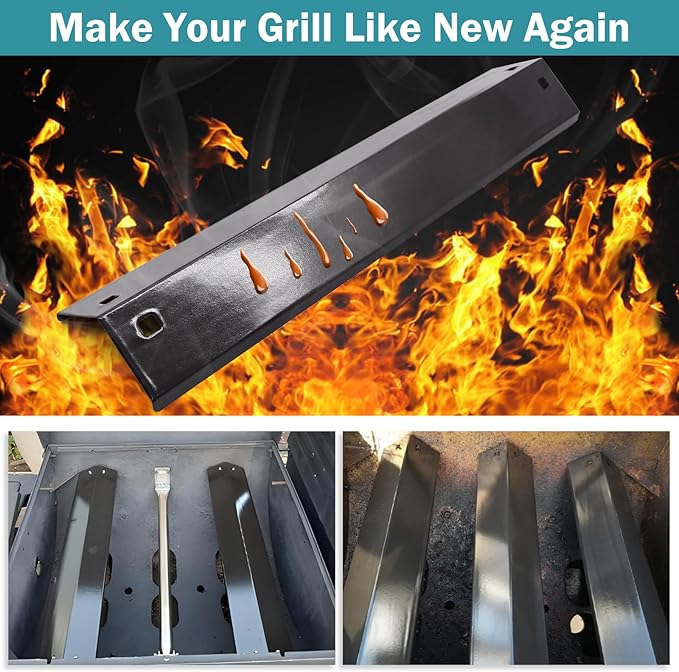 Criditpid Grill Replacement Parts for Chargriller 5050 5650 3001 5072 3008 Model. Grill Heat Plate Shield, Burners, Hanger Bracket, Igniter and Warming Rack for Char Griller Replacement Parts 5050.
