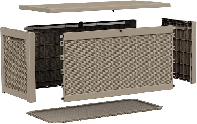 320 Gallon Large Outdoor Storage Box Waterproof, UV Resistant Resin Deck Box with Hydraulic Rod for Patio Furniture,Garden Tools,Cushions, Easy to Install(Grey)