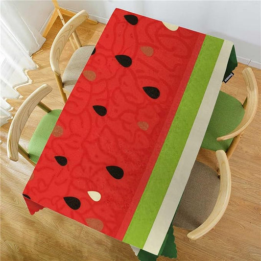 Swono Watermelon Table Covers 52x70 Inch Fruit Juice Seed Sliced Watermelon Wipeable Tablecloth Kitchen Dinning Tabletop Decoration, Table Cloth for Outdoor and Indoor Use