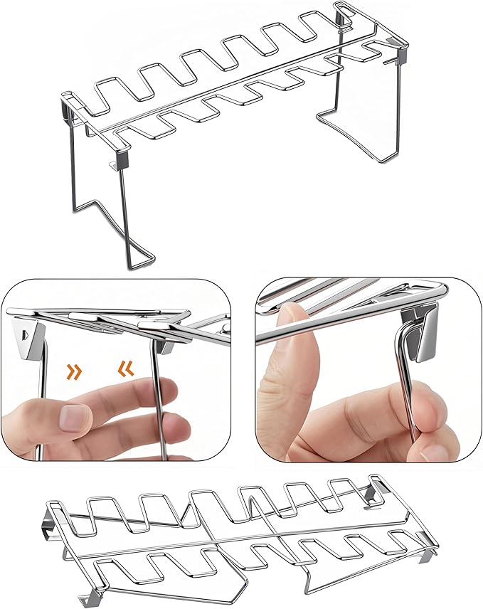 auisea Chicken Leg Rack for Grill 14 Slots - 2-Piece Set Professional Grade Stainless Steel Chicken Drumstick Holder- Metal Chicken Leg Rack for Smoker Oven BBQ