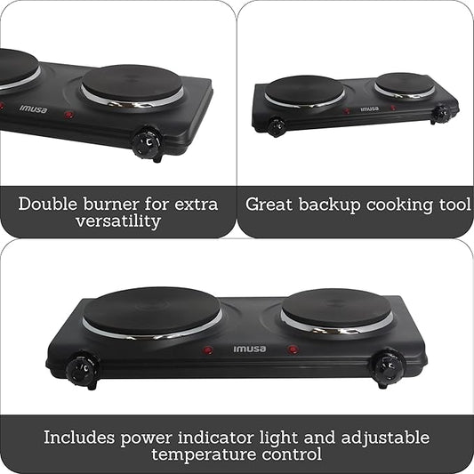 IMUSA Double Electric Hot Plate, Black (Pack of 3)
