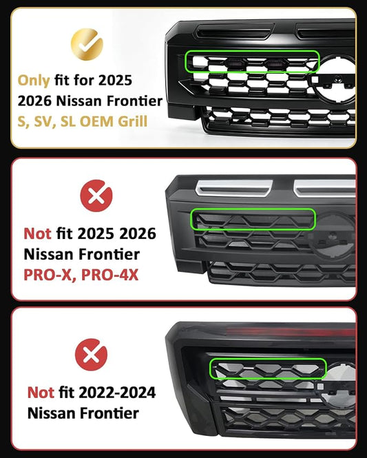 LED Front Grill Lights for Nissan Frontier 2025 2026 S SV SL, Yellow | Frontier Raptor Grille Lights, Frontier LED Lights Upgrade, Snap-in Installation, OEM Style, Off-road Driving