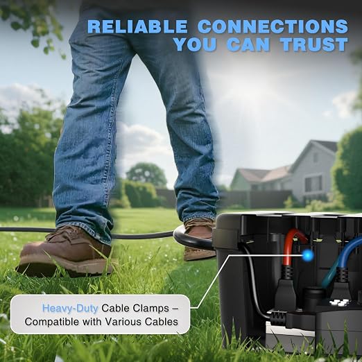 Flemoon Large Outdoor Electrical Box (12.5 x 8.5 x 5 inch), IP54 Waterproof Extension Cord Cover Weatherproof, Protect Outlet, Plug, Socket, Timer, Power Strip, Holiday Light Decoration, Black
