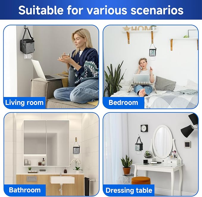 Facial Tissues Holder for Kleenex, Hanging Tissues Dispenser with Transparent Cover, Easy to Tear Tissues Waterproof Papers Towels Holder for Home, Dining, Bathroom, Bedroom (Facial Tissues)