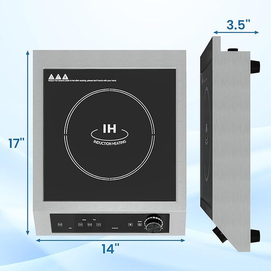 Commercial Electric Induction Cooktop, 1800W Induction Hot Plate, 10 Power & 10 Temp Setting, Professional Countertop Burner with Timer, Electric Stove with LED Screen, Black